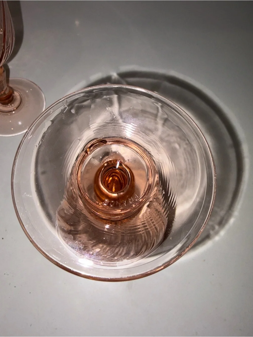 vintage Cristal D'Arques Durand Rosaline Pink Swirl Wine Glass Made In France